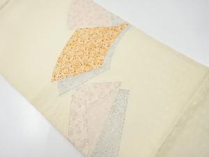 アンティーク　切りばめ地紙に花模様織り出し袋帯（材料）